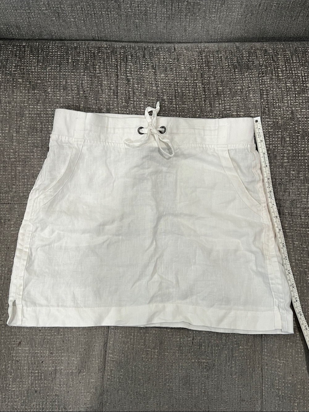 Athleta "Seline" White 100% Linen Pull-On Skirt/Skort p25